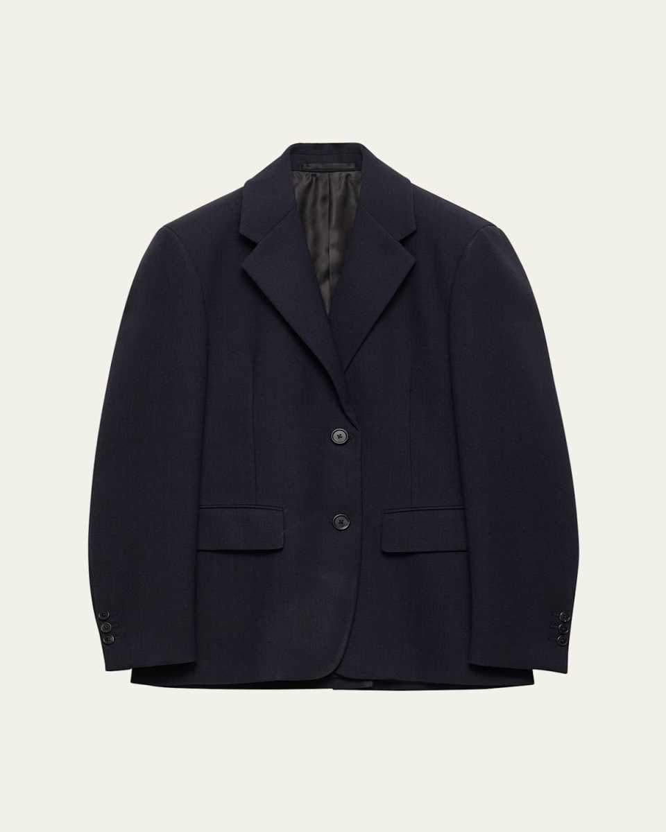 Single-Breasted Rush Stitch Wool Blazer